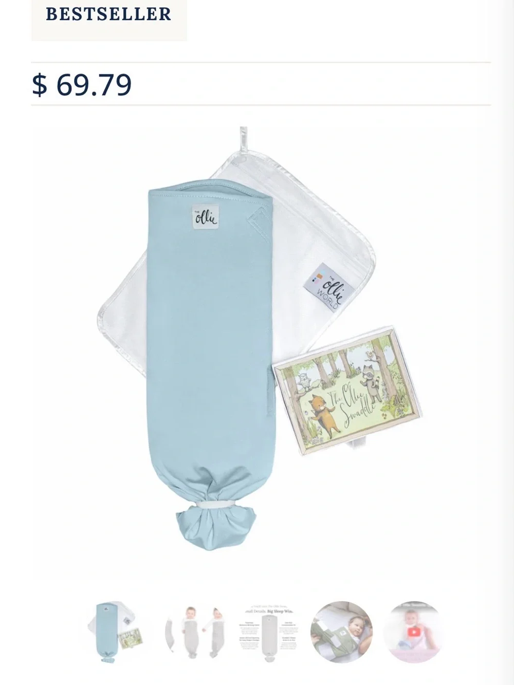 Ollie Light Blue Baby Sleep Sack - Cozy Infant Pajama Sack